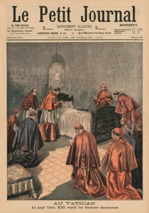 A Vatikánban XIII. Leó pápa az utolsó szertartásokat fogadja, a „Le Petit Journal” címlapjának illusztrációja, Illustre melléklet, 1903. július 19